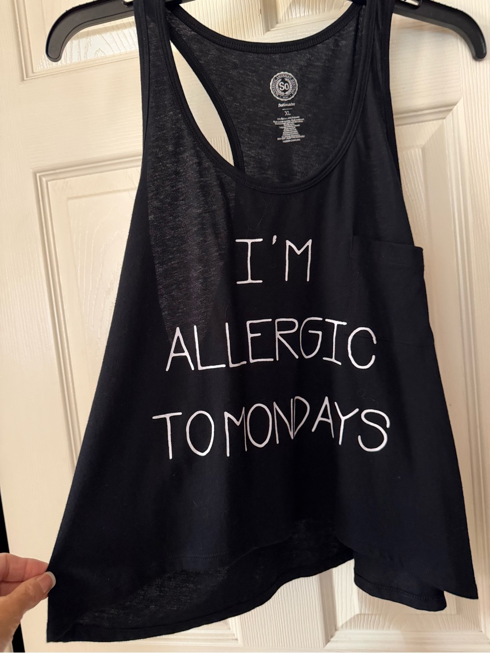 SO Black Graphic Racerback cropped Tank - "I'm Allergic to Mondays"